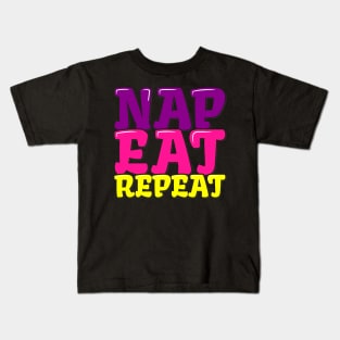 Funny Thanksgiving Nap Eat Repeat Kids T-Shirt